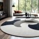 Handcrafted Round Monochrome Abstract Living Room Rug